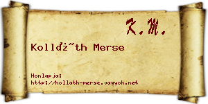 Kolláth Merse névjegykártya